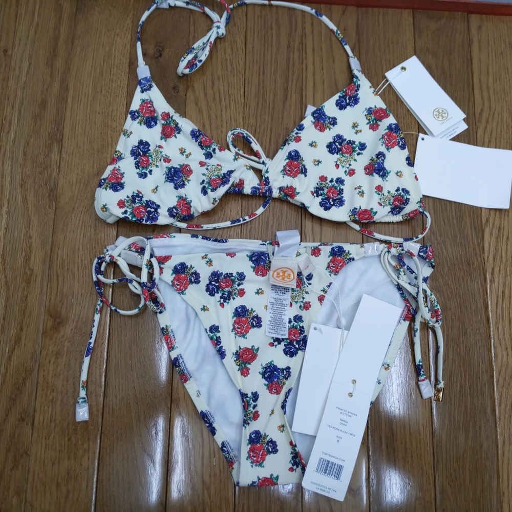 nwt tory burch small bikin tea rose ditsy.